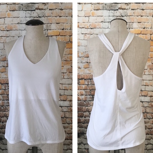 Athleta Tops - Athleta Essence Cross Back white tank top